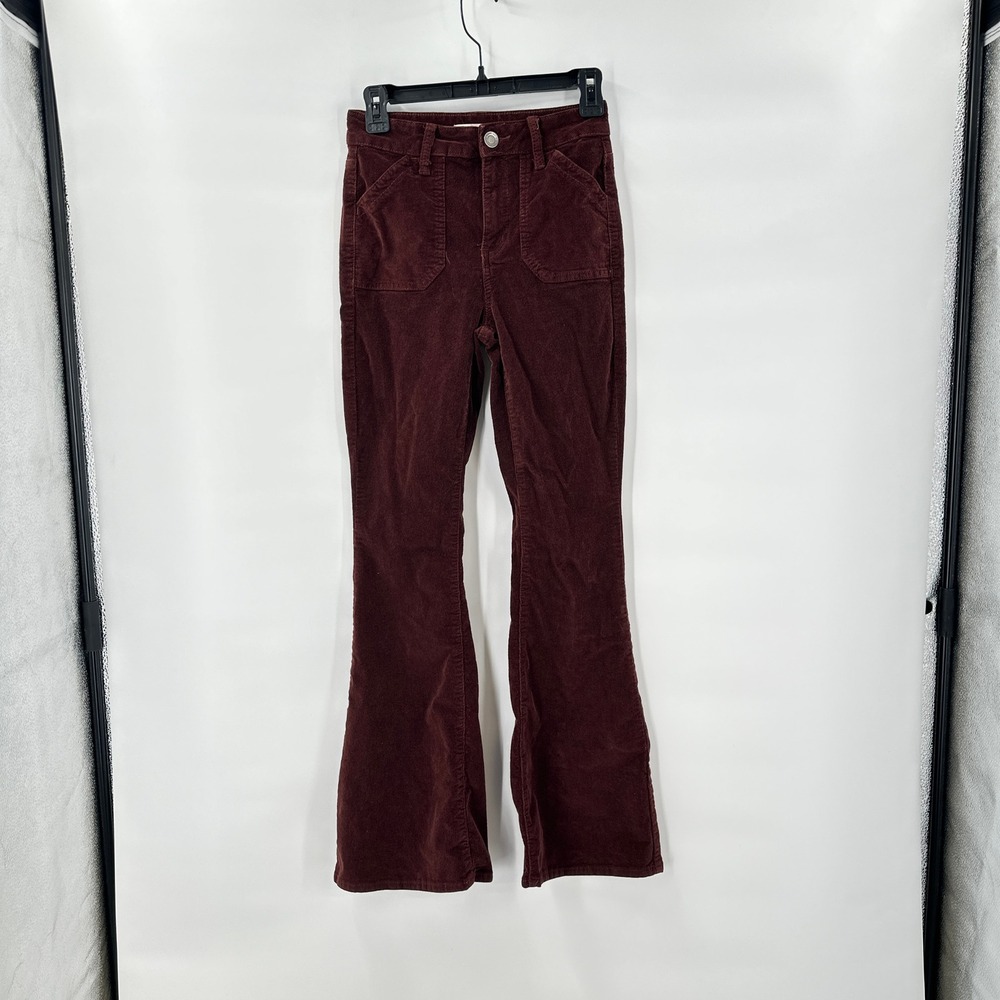 Retro High Rise Flare Corduroy Pants Womens‎ Size 5 /27W Rust Bell Bottoms Y2K
